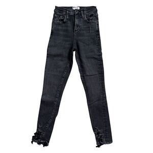 Agolde Washed Black High Rise Crop Distressed Skinny Jeans Size 23